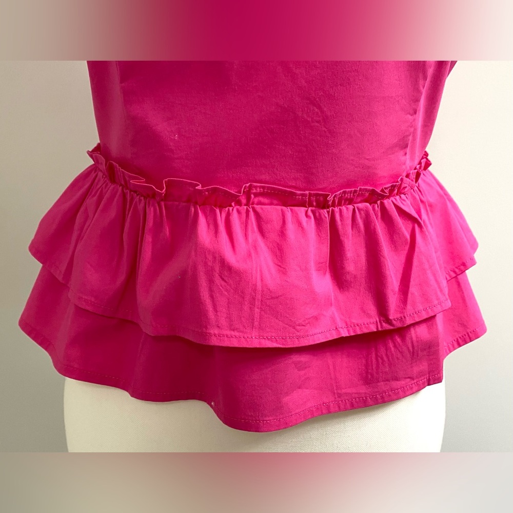 Strut & Bolt Womens L Ruffle Crop Pink Top Boho Fall Festival Preppy Cottagecore - Picture 3 of 15
